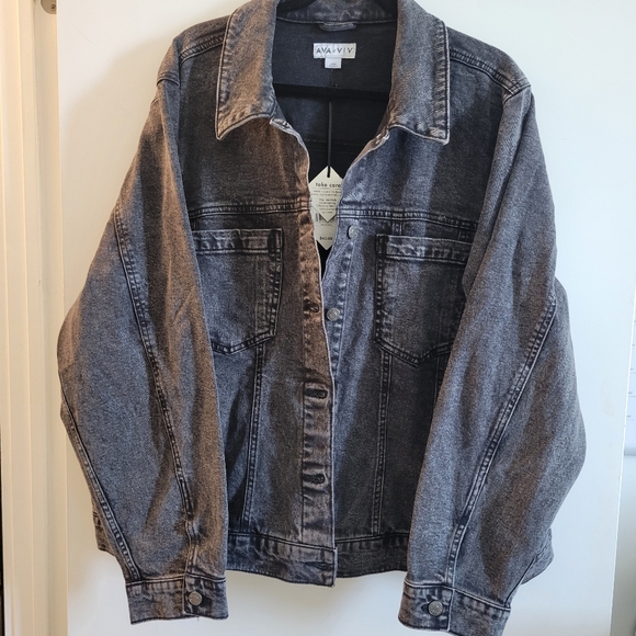 Ava & Viv Jackets & Blazers - Ava & Viv Women's Dark Gray Denim Jacket